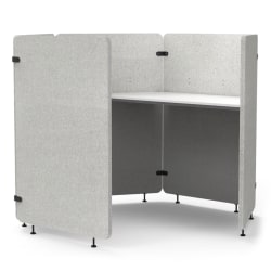 Luxor RECLAIM® Acoustic Work Pod, 5 Panel, 100% Recycled, 54-1/2"H x 73"W x 64"D, Light Gray/White