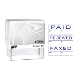 Cosco® 2000PLUS 3-In-1 Jumbo Self-Inking Message Stamp, "Paid", "Faxed", "Received", 2 1/4" x 7/8" Impression, Blue