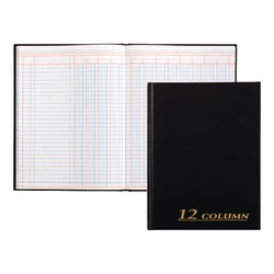 Adams® 12-Column Account Book, 7" x 9 1/4", Black