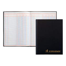 Adams® 4-Column Account Book, 9 1/4" x 7", Black