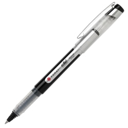 FORAY® Liquid Ink Rollerball Pens With Metal Clips, Medium Point, 0.7 mm, Black Barrel, Black Ink, Pack Of 12
