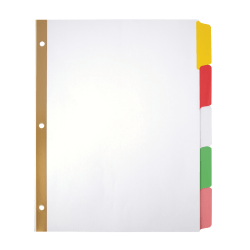 Office Depot Brand Write-On Dividers, 5 Tab, 3 sets, Multicolor