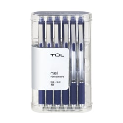 TUL® GL Series Retractable Gel Pens, Fine Point, 0.5 mm, Silver Barrel, Blue Ink, Pack Of 12 Pens