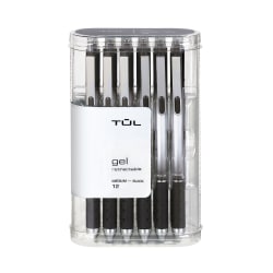 TUL® GL Series Retractable Gel Pens, Medium Point, 0.7 mm, Silver Barrel, Black Ink, Pack Of 12 Pens