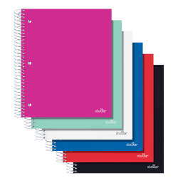 Office Depot® Brand Spiral Stellar Poly Notebook, 10 1/2" x 8", 3 Subject, Wide Ruled, 150 Sheets, Assorted Colors
