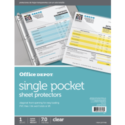 Office Depot® Brand Single Pocket Sheet Protectors, 8-1/2" x 11", Clear, Pack of 5