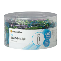 OfficeMax® Paper Clips, Box Of 600, No. 2, Assorted Colors