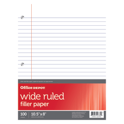 Office Depot® Brand Filler Paper, Wide Ruled, 92 Brightness, 16 Lb, Pack Of 100 Sheets