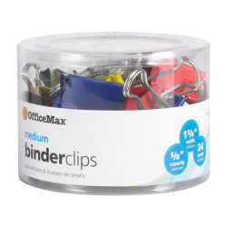 OfficeMax® Brand Binder Clips, Medium, Assorted Colors, Pack Of 24