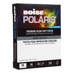 Boise® POLARIS® Color Copy Paper, White, Letter (8.5" x 11"), 250 Sheets Per Pack, 80 Lb, 98 Brightness, FSC® Certified