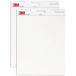 3M™ Bleed-Resistant Flip Charts, 25" x 30", White, 40 Sheets Per Pad, Pack Of 2 Pads