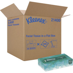 Kleenex® Professional Facial Tissue for Business, Flat Tissue Boxes, 2-Ply, White, 100 Tissues Per Box, Carton Of 36 Boxes