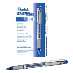 Pentel® EnerGel™ NV Liquid Gel Pens, Medium Point, 0.7 mm, Blue Ink, Pack Of 12 Pens