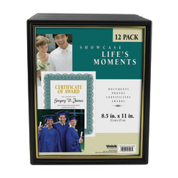 Uniek Corporate Document Frames, 8 1/2" x 11", Black/Gold, Pack Of 12