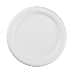 AJM Premium Coated Round Paper Plates, 9" Diameter, White, Pack Of 125