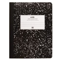 Office Depot® Brand Schoolio Marble Composition Book, 9 3/4" x 7 1/2", Wide Ruled, 80 Pages (40 Sheets), Black/White