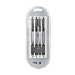 TUL® GL Series Retractable Gel Pens, Fine Point, 0.5mm, Silver Barrel, Black Ink, Pack Of 4 Pens