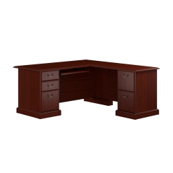 kathy ireland® Home by Bush Furniture Bennington L-Shaped Desk, Harvest Cherry, Standard Delivery
