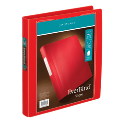 Office Depot® Brand EverBind™ View 3-Ring Binder, 1" D-Rings, Red