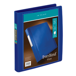Office Depot® Brand EverBind™ View 3-Ring Binder, 1" D-Rings, Blue