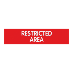 Cosco® Engraved "Restricted Area" Sign, 2" x 8", Red/White