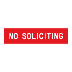COSCO Office Sign, No Soliciting, 2" x 8", Red/White, Total Qty 1