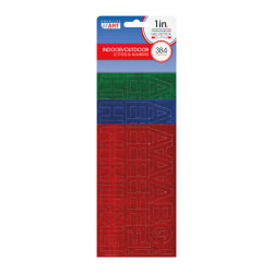 Creative Start® Self-Adhesive Letters, Numbers and Symbols, 1", Helvetica, Glitter Green, Blue and Red, Pack of 384