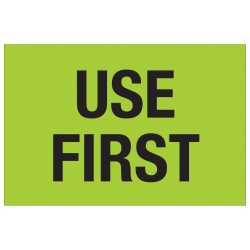 Tape Logic® Preprinted Special Handling Labels, DL1136, Use First, Rectangle, 2" x 3", Fluorescent Green, Roll Of 500