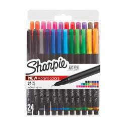 Sharpie® Porous Art Pens, Fine Point, 0.4 mm, Black Barrel, Assorted Ink Colors, Pack Of 24