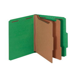 Office Depot® Brand Classification Folders, 2 1/2" Expansion, Letter Size, 2 Dividers, 83% Recycled, Light Green, Pack Of 5 Folders