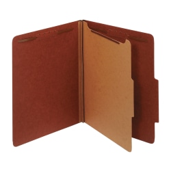 Office Depot® Brand Classification Folders, 1 3/4" Expansion, Letter Size, 1 Divider, 77% Recycled, Red, Pack Of 5 Folders