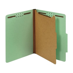 Office Depot® Brand Classification Folders, 1 3/4" Expansion, Letter Size, 1 Divider, 100% Recycled, Dark Green, Pack Of 5 Folders