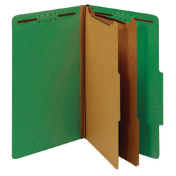 Office Depot® Brand Classification Folders, 2 1/2" Expansion, Legal Size, 2 Dividers, 100% Recycled, Light Green, Pack Of 5 Folders