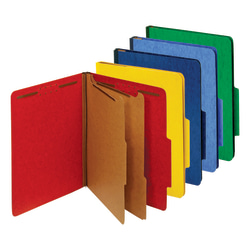 Office Depot® Brand Classification Folders, 2-1/2" Expansion, 2 Dividers, 8 1/2" x 11", Letter, 83% Recycled, Assorted, Box of 5