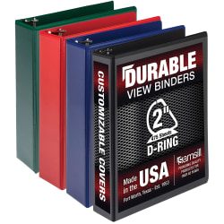 Samsill Durable 2 Inch Binder, , D Ring Customizable Clear View Binder, Basic Assortment, 4 Pack, Each Holds 475 Pages (MP46468) - MP46468