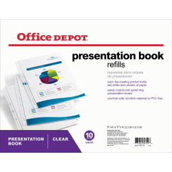 Office Depot® Brand Presentation Book Refills, 9-1/4" x 11-1/4", Clear, Pack of 10