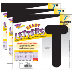 TREND Ready Letters®, 7", Billboard Uppercase, Black, Set Of 3 Packs