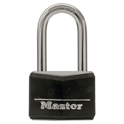 Master Lock Long Shackle Steel Padlock, 1 9/16", Black