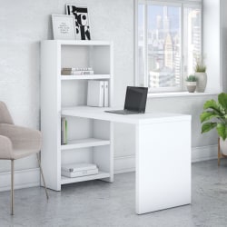 kathy ireland® Office by Bush Business Furniture Echo 56"W Bookcase Computer Desk, Pure White, Standard Delivery