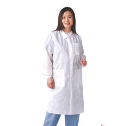 Medline Multilayer Lab Coats With Knit Cuffs, Small, 10 Lab Coats Per Box, Case Of 3 Boxes