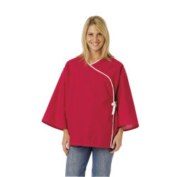 Medline Crisscross Front Mammography Jackets, 80", Ruby, Pack Of 12
