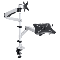 Mount-It MI-75811 Swiveling Arm Monitor Mount, 20"H x 44"W x 4"D, Silver