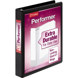 Cardinal® Performer ClearVue™ Ring 3-Ring Binder, 1" D-Rings, Black