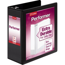 Cardinal® Performer ClearVue™ Ring 3-Ring Binder, 4" D-Rings, Black