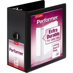 Cardinal® Performer ClearVue™ 3-Ring Binder, 5" D-Rings, Black