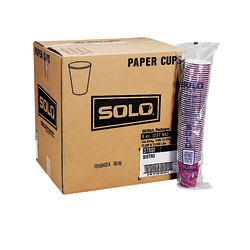 SOLO® Paper Hot Drink Cups in Bistro® Design, 3.35" Diameter x 3.82" h, 10oz, Maroon, 1,000/CT