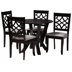 Baxton Studio Alisa Dining Set, 29-15/16"H x 35-7/16"W x 35-7/16"D, Gray/Dark Brown