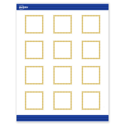 Avery® Print-To-The-Edge Cards With Sure Feed® Technology, S00-DJE-PRMWC10, Square, 2" x 2", Matte White, Preprinted Gold Beads Design, Pack Of 120