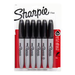 Super Sharpie® Permanent Markers, Black, Pack Of 6 Markers