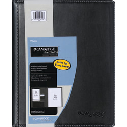 Cambridge® Notetaker Refillable Notebook, 8 1/2" x 11", College Ruled, 80 Sheets Total, Black